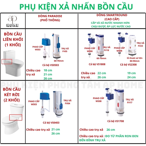 Bộ xả bồn cầu VS1708N két rời cao cấp