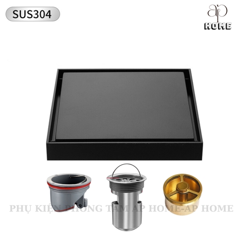 Phễu thoát sàn INOX đúc vuông ô gạch 10x10 và 12x12cm màu xám đen chống hôi chống côn trùng ĐEN 12x12,Đồng lò xo Ø42-60