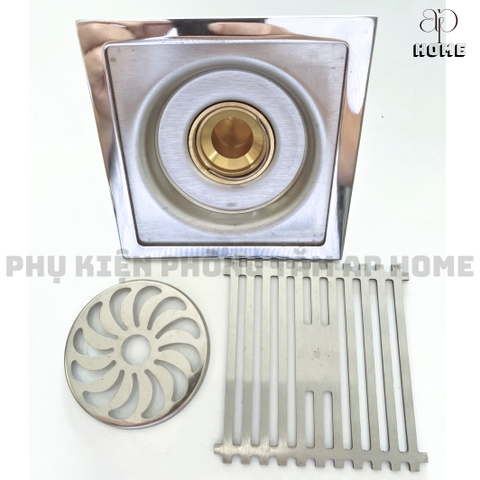Phễu thoát sàn chống hôi chống côn trùng lưới INOX 304 đúc loại dày - Lưới bóng 12x12 Inox đầu đạn nhỏ