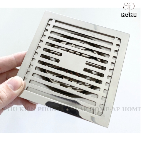 Phễu thoát sàn chống hôi chống côn trùng lưới INOX 304 đúc loại dày - Lưới bóng 15x12 Inox đầu đạn nhỏ