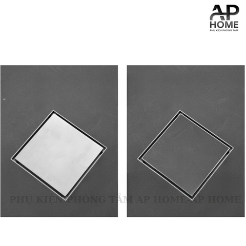Phễu thoát sàn INOX đúc vuông ô gạch 10x10 và 12x12cm màu xám đen chống hôi chống côn trùng XÁM 12x12,INOX đầu đạn lớn Ø90