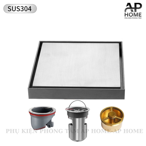 Phễu thoát sàn INOX đúc vuông ô gạch 10x10 và 12x12cm màu xám đen chống hôi chống côn trùng BẠC 12x12,Đồng lò xo Ø42-60