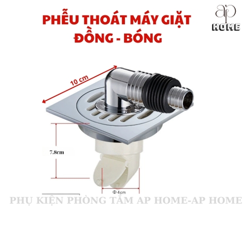 Phễu Thoát Sàn Bằng Đồng Gắn Ống Máy Giặt Đa Năng 10x10cm Chống Hôi, Ngăn Côn Trùng