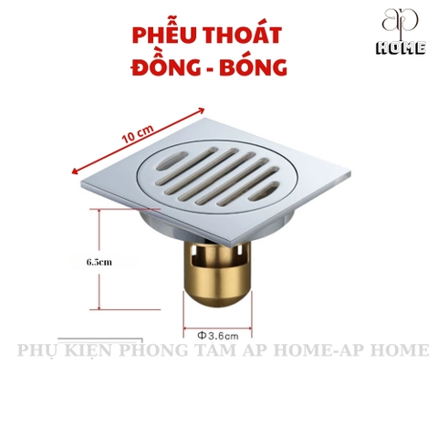 Phễu Thoát Sàn Bằng Đồng Gắn Ống Máy Giặt Đa Năng 10x10cm Chống Hôi, Ngăn Côn Trùng