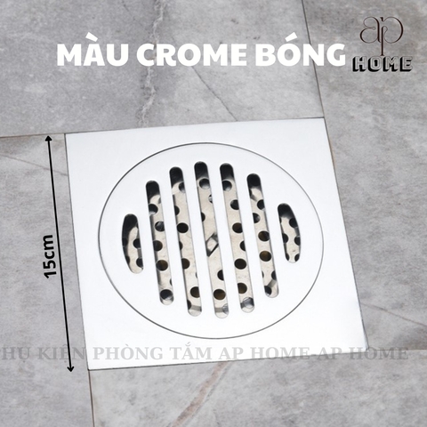 Phễu thoát nước bằng đồng đúc thu sàn chống hôi chống côn trùng hố ga chất liệu dày năng -   CROME BÓNG 12x12