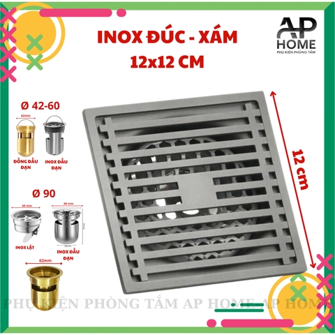 Phễu thoát sàn chống hôi chống côn trùng lưới INOX 304 đúc loại dày - Lưới xám 12x12 Inox đầu đạn lớn
