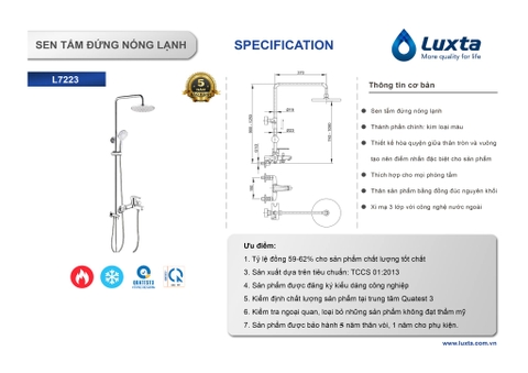 Cây sen nóng lạnh LUXTA L7223