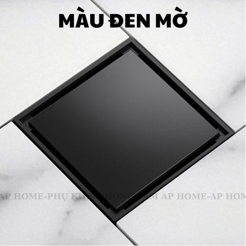 Phễu thu sàn đồng thau đúc nguyên khối mặt vuông nhiều màu lỗ thoát ống 60 90  -  Đen mờ,12x12cm