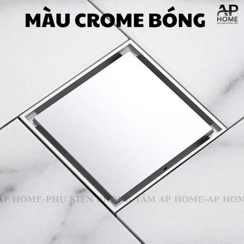 Phễu thu sàn đồng thau đúc nguyên khối mặt vuông nhiều màu lỗ thoát ống 60 90  -  Bóng crome,10x10cm