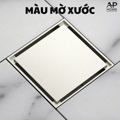 Phễu thu sàn đồng thau đúc nguyên khối mặt vuông nhiều màu lỗ thoát ống 60 90  -  Mờ xước,12x12cm