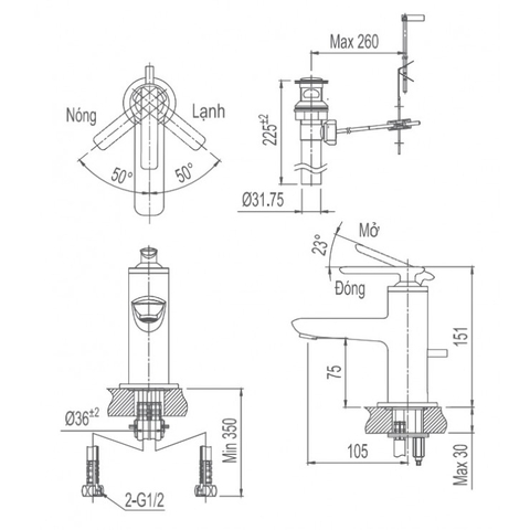 Vòi Lavabo Nóng Lạnh INAX LFV-4102S