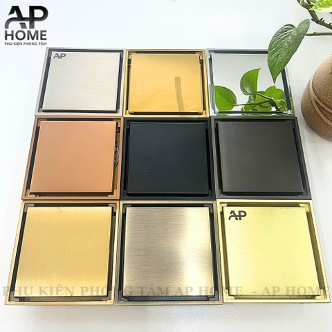 Phễu thu sàn đồng thau đúc nguyên khối mặt vuông nhiều màu lỗ thoát ống 60 90  -  Bóng crome,10x10cm