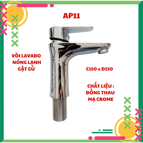 Vòi lavabo rửa mặt nóng lạnh thân to cao cấp , chất liệu đồng thau mạ cromecao 20-30cm