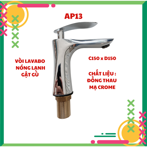 Vòi lavabo rửa mặt nóng lạnh thân to cao cấp , chất liệu đồng thau mạ cromecao 20-30cm