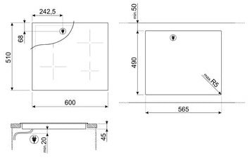 Bếp từ HAFELE gốm thủy tinh, Có mặt kính vát cạnh, 600 mm, Smeg 536.64.101 SE363ETB
