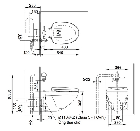 Bồn Cầu Treo Tường INAX AC-22PVN