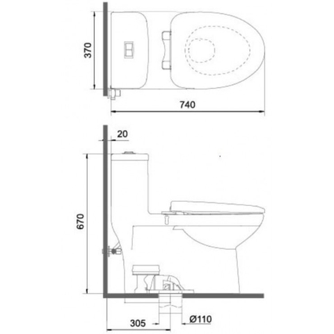 Bồn Cầu 1 Khối VIGLACERA MK2 (Nano Titan, Phụ kiện, nắp êm) + Xịt VG826