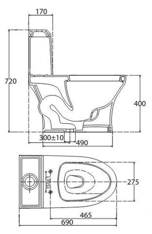 Bồn Cầu 1 Khối VIGLACERA V45M ( Nano Titan, PK 2N, nắp êm V68, xả vanh) + Xịt VG826