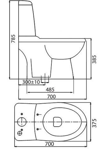 Bồn Cầu 1 Khối VIGLACERA VI107 ( PK 2 nhấn, nắp êm V37M)