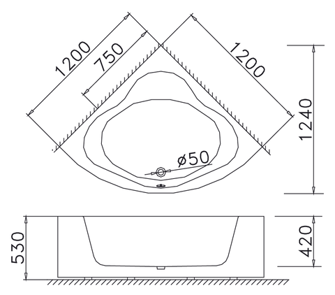 Bồn Tắm Góc Có Chân Yếm CAESAR AT5220