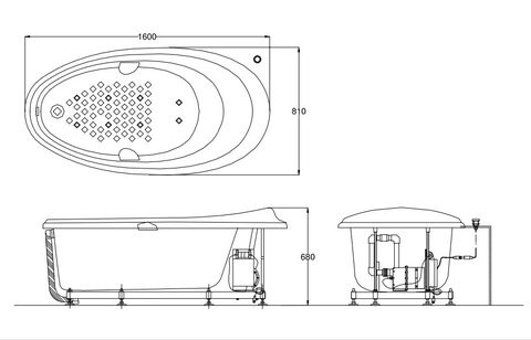 Bồn tắm massage TOTO PPYB1610LHPTE#P