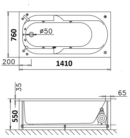 Bồn Tắm Xây 1400cm CAESAR AT0640