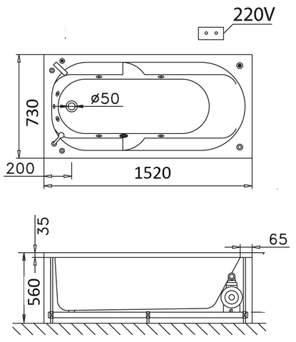 Bồn Tắm Xây 1500cm CAESAR AT0550