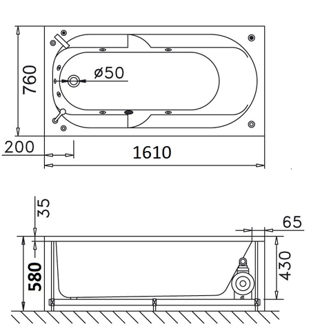 Bồn Tắm Xây 1600cm CAESAR AT0460