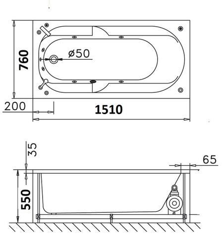 Bồn Tắm Massage Xây 1500cm CAESAR MT0650