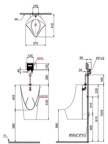 Bồn Tiểu Nam CAESAR Treo Tường U0232
