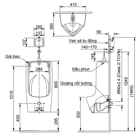 Bồn Tiểu Nam Treo Tường INAX U-411V
