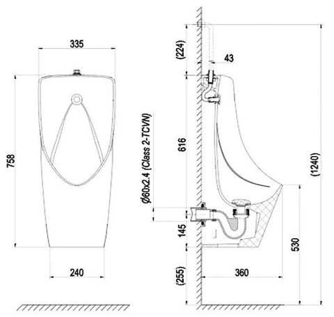 Bồn Tiểu Nam Treo Tường VIGLACERA T6 Nano Titan