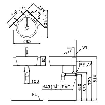 Lavabo treo tường góc CAESAR LF5238