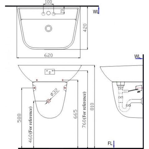 Lavabo Treo Tường INAX L-297V/L-297VC Kèm Chân Treo
