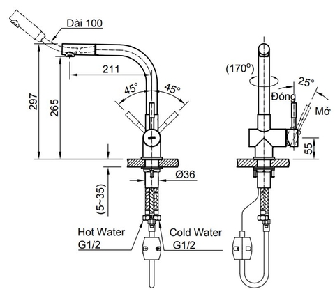 Vòi Rửa Chén Nóng Lạnh INAX SFV-1013SX