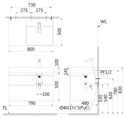 Tủ Treo Phòng Tắm CAESAR (Chưa gồm Lavabo) màu vân gỗ EH05384DWV