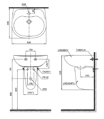 Lavabo Treo Tường TOTO LHT236CS