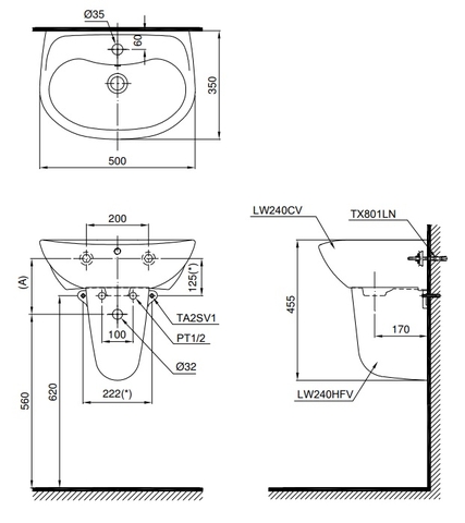 Lavabo Treo Tường TOTO LHT240CS