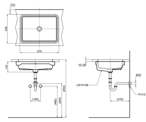 Lavabo Âm Bàn TOTO LT1515