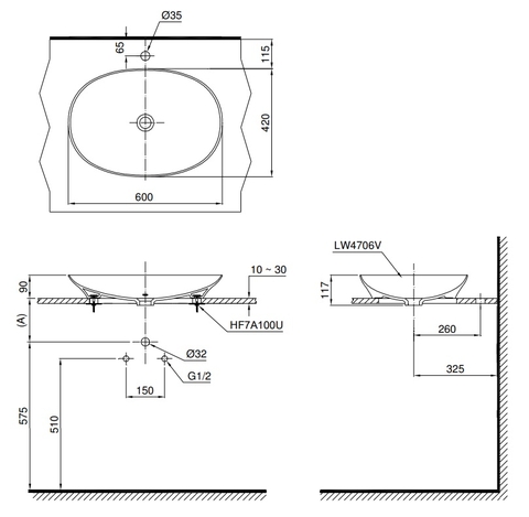 Lavabo Đặt Bàn TOTO LT4706