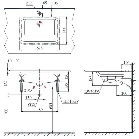 Lavabo Âm Bàn TOTO LT505T