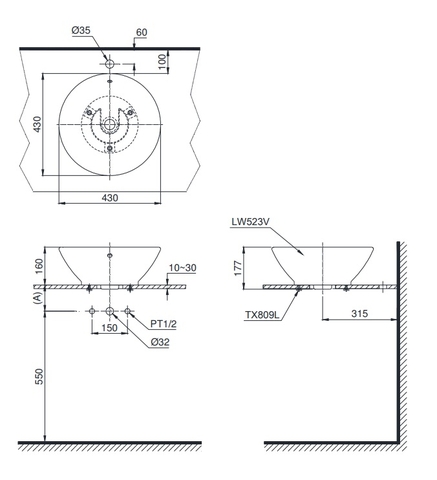 Lavabo Đặt Bàn TOTO LT523S