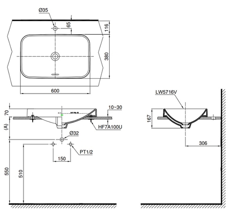Lavabo Đặt Bàn TOTO LT5716