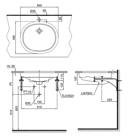 Lavabo Âm Bàn TOTO LT764