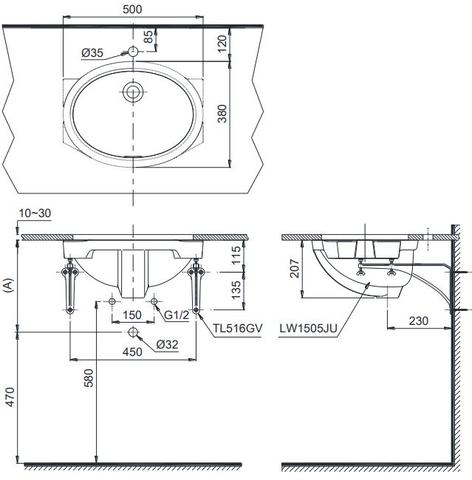 Lavabo Âm Bàn TOTO LW1505V