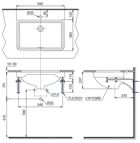Lavabo Âm Bàn TOTO LW1536V