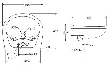 Lavabo Treo Tường + Chân Treo VIGLACERA VTL3