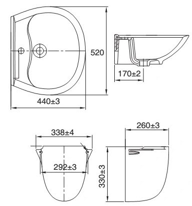 Lavabo Treo Tường + Chân Treo VIGLACERA V39 (Nano Titan, Bao Bì, bộ Bulông ốc vít)