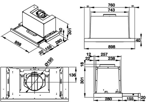 Máy Hút Khói Khử Mùi Hafele HH-TG90E 539.81.075 Âm Tủ