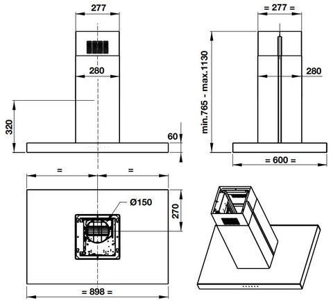 Máy Hút Khói Khử Mùi Hafele HH-IS90A 539.81.715 Đảo
